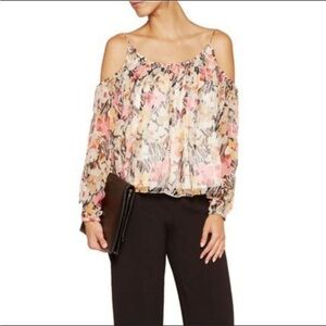 NWT Elizabeth & James Floral Marylin Cold Shoulder Silk Top